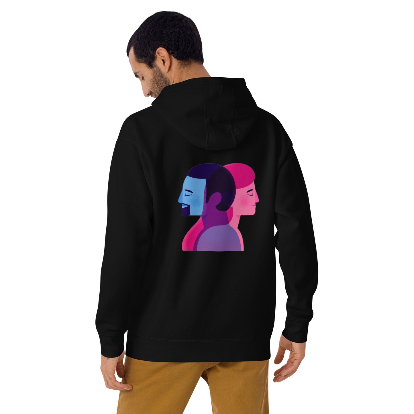 hoodie trans com imagem que demonstra 2 géneros 