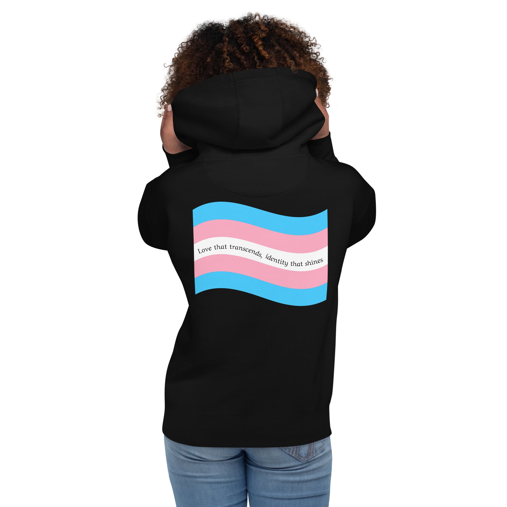 hoodie com bandeira trans nas costas