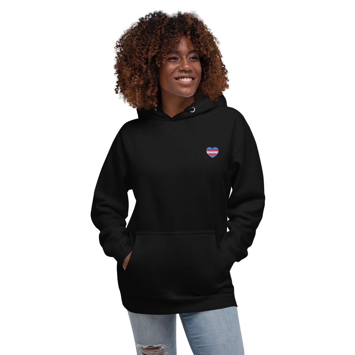 hoodie com bandeira trans nas costas