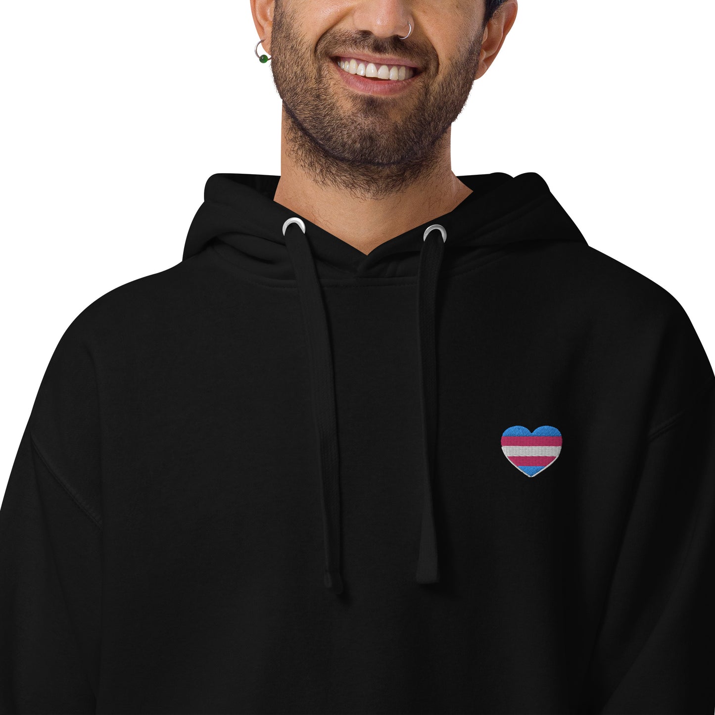 hoodie trans com imagem que demonstra 2 géneros 