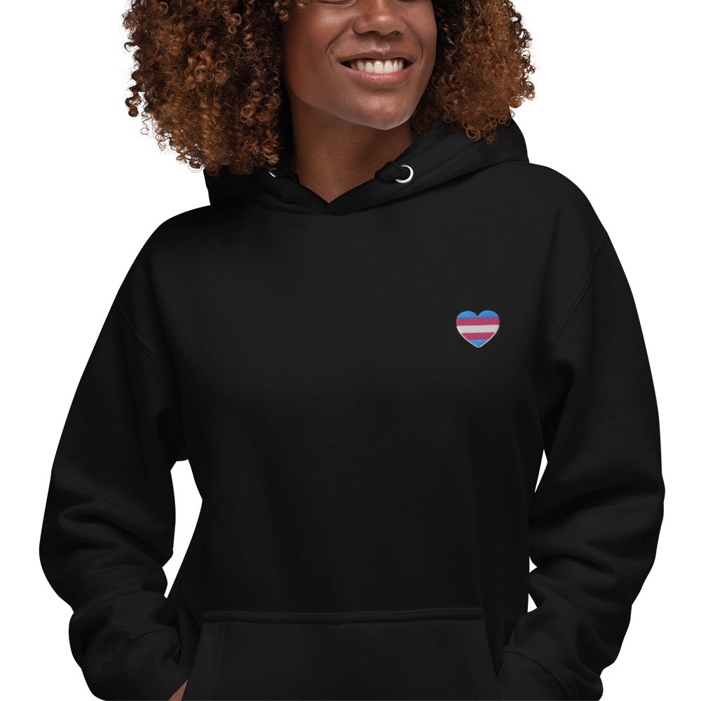 hoodie com bandeira trans nas costas