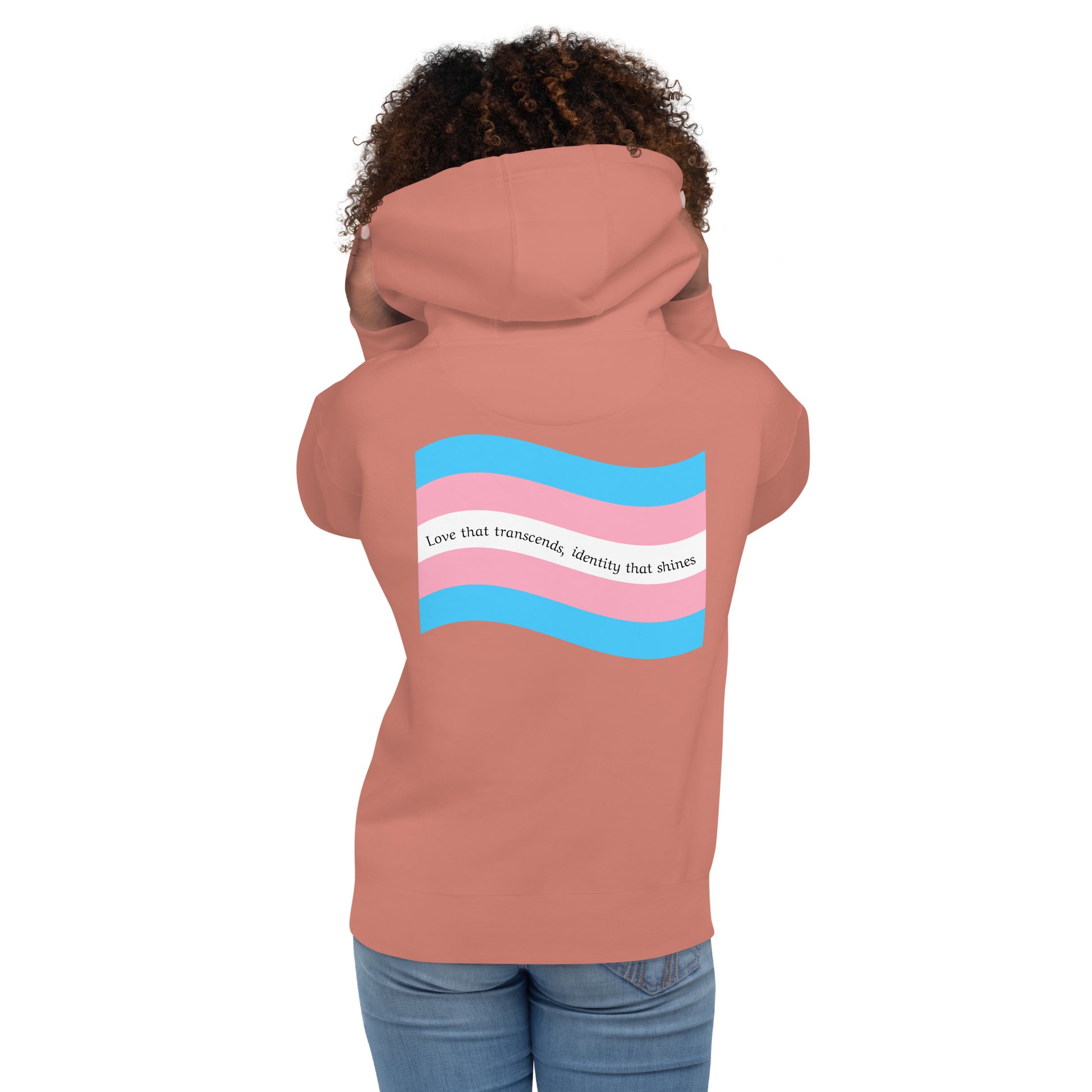 hoodie com bandeira trans nas costas