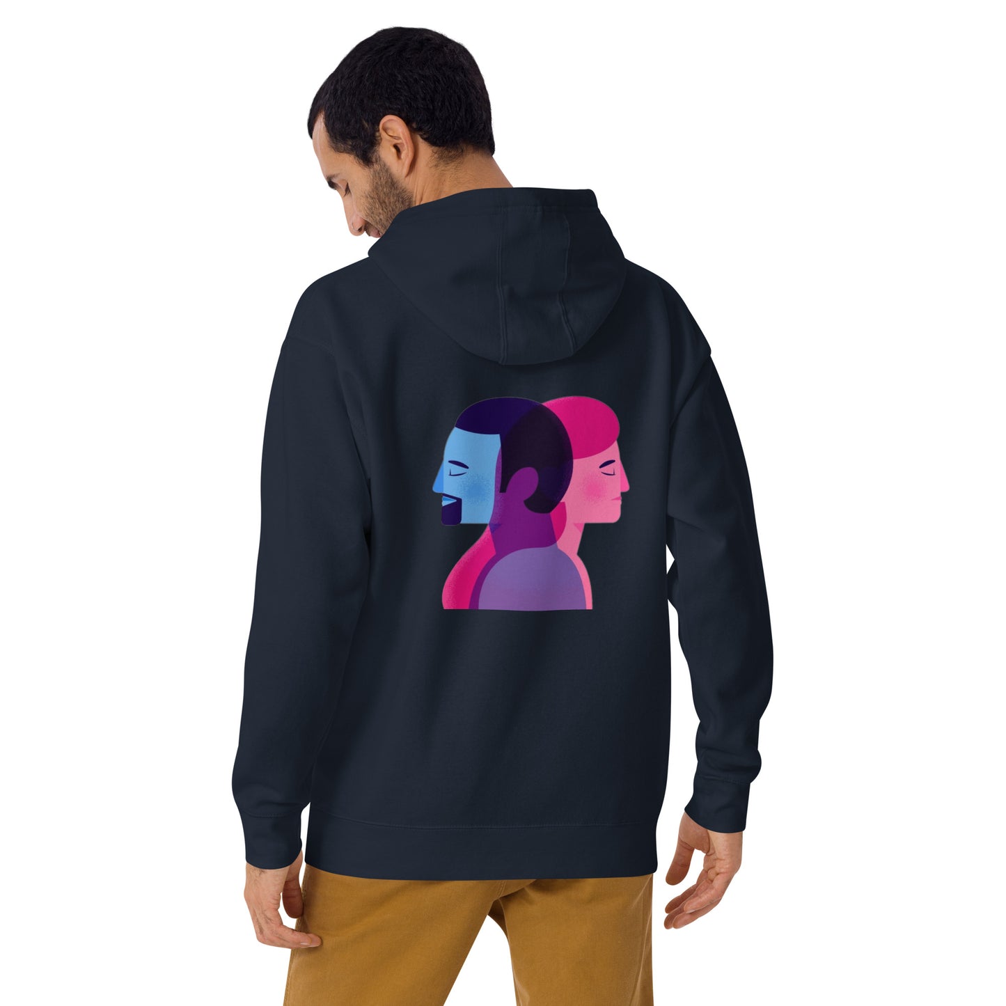 hoodie trans com imagem que demonstra 2 géneros 