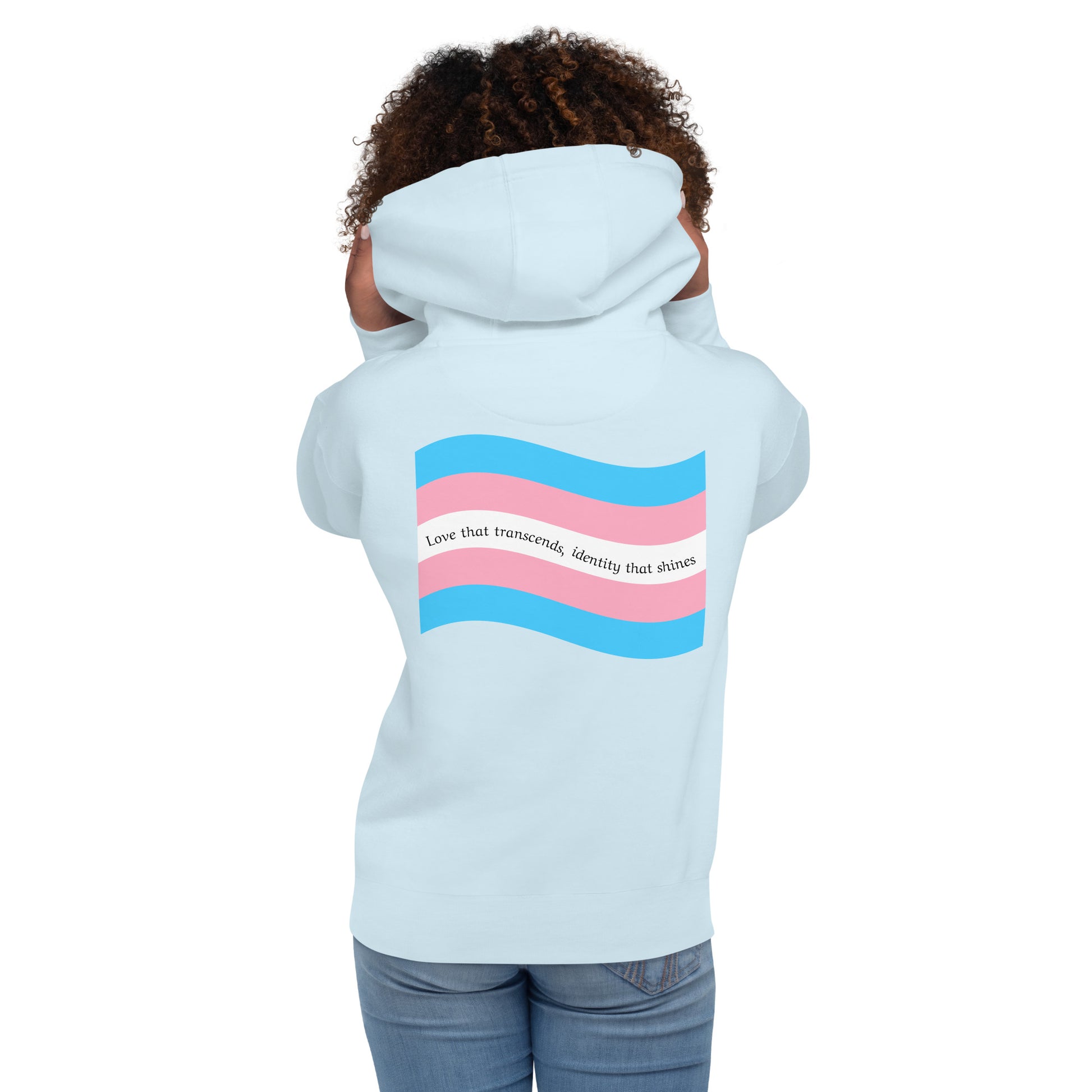 hoodie com bandeira trans nas costas