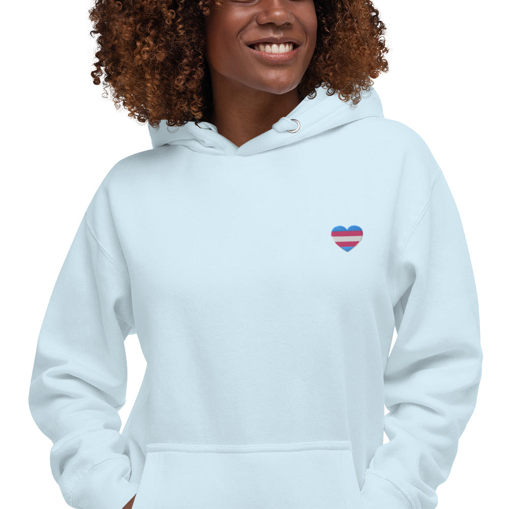 hoodie com bandeira trans nas costas