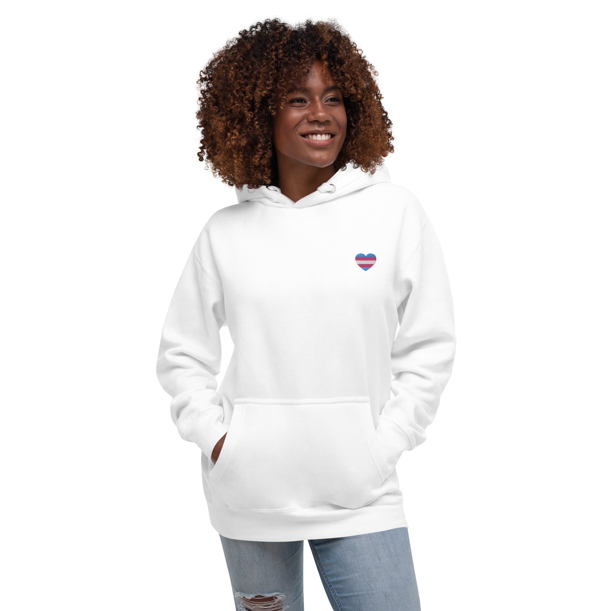 hoodie com bandeira trans nas costas