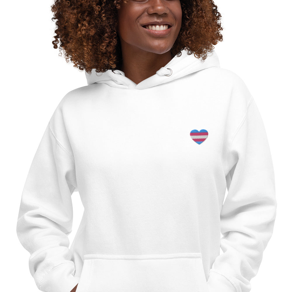 hoodie com bandeira trans nas costas